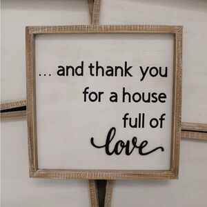 12x12 Handmade Thank You For a House Full of Love Wood Framed Hanging Sign